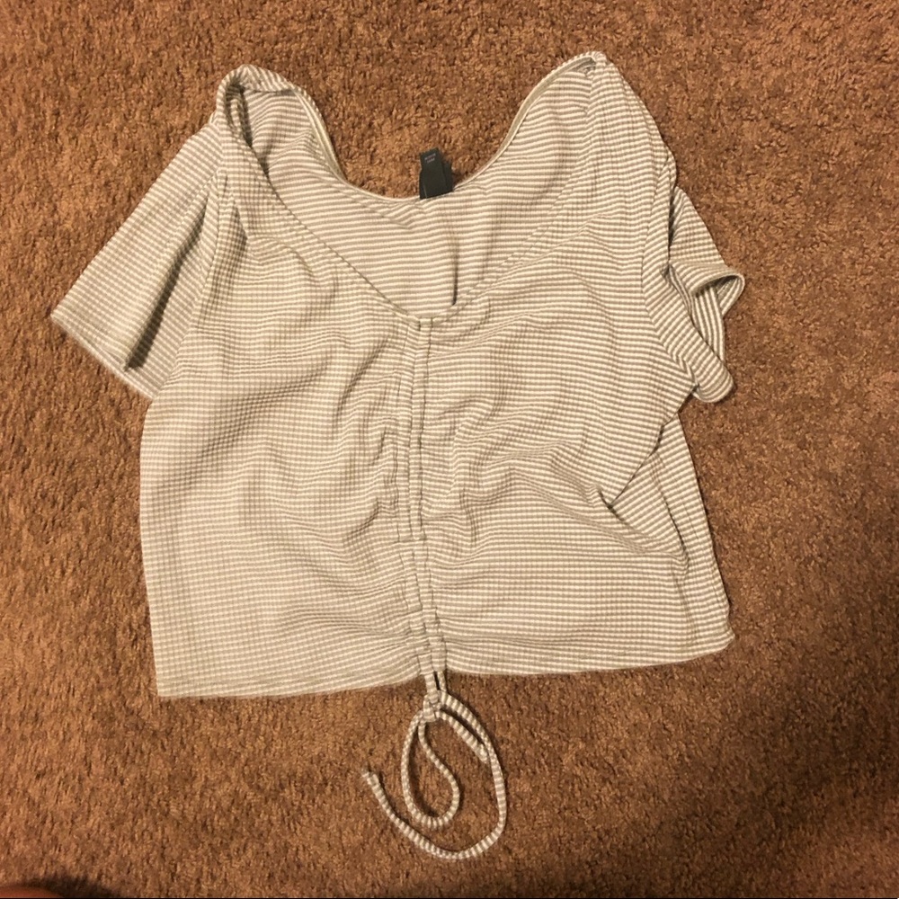 White and green chinches striped shirt